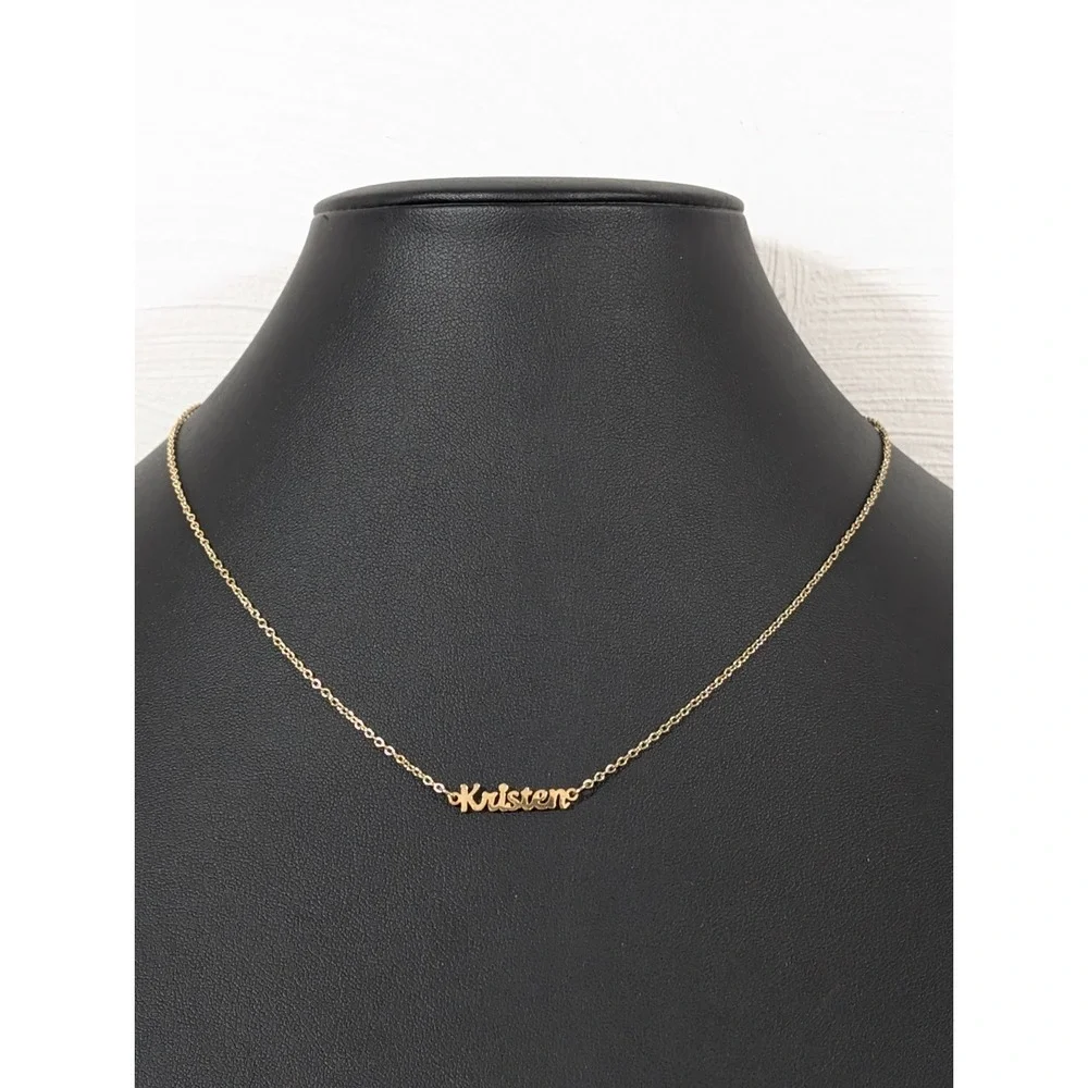 MDB Gold Tone Kristen Necklace Name Retro Dainty‎ 20 inch Classic for Layering
